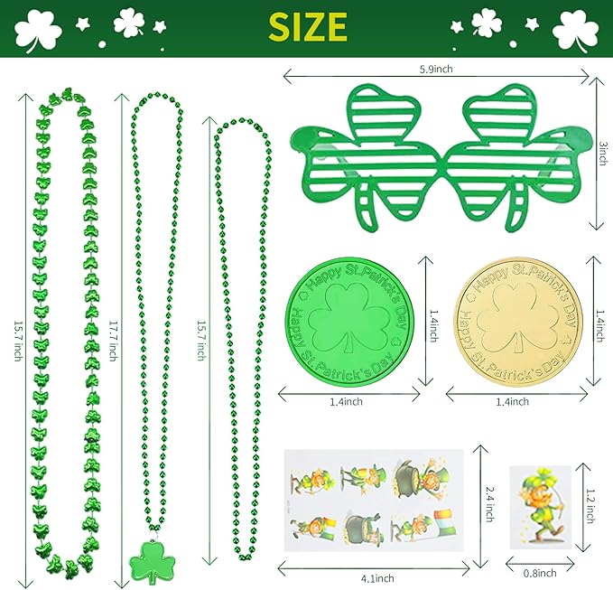 132Pcs St Patricks Day Accessories Party Favors Shamrock Glasses