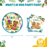 Aloha Luau Plates and Napkins Serves 50 Gusets 100PCS Hawaiian
