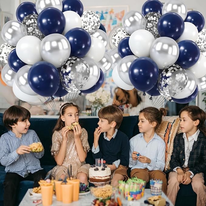 Zesliwy Navy Blue Silver Balloons Kit,50pcs 12inch Royal Dark Blue