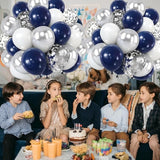 Zesliwy Navy Blue Silver Balloons Kit,50pcs 12inch Royal Dark Blue