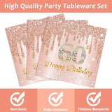 96 Pieces 60th Birthday Party Tableware Set for Pink Rose Gold 60th