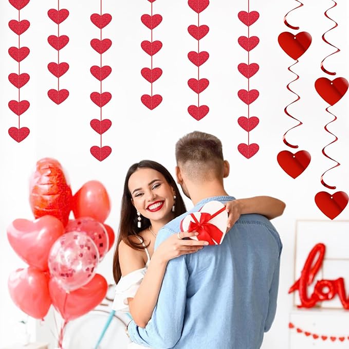 Galentines Party Decoration Valentines Day Heart Garland 25pcs Red