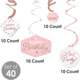 Big Dot of Happiness Pink Rose Gold Birthday Happy Birthday Party