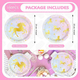 50Pcs Magical Pastel Unicorn Paper Plates 9 Pastel Rainbow Gold