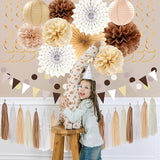 Boho Baby Shower White Brown Champagne Fall Party Decorations 33pcs