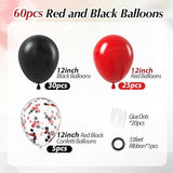 Red and Black Balloons, 60pcs 12inch Black Red Confetti Balloons for