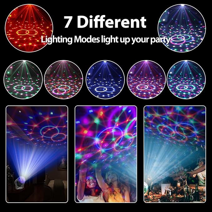 NEQUARE Disco Ball DJ Party Lights Sound Activated Remote Control
