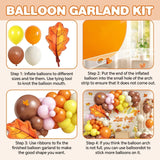 Fall Pink Balloons Garland Arch Kit, Orange Brown White Pink Yellow