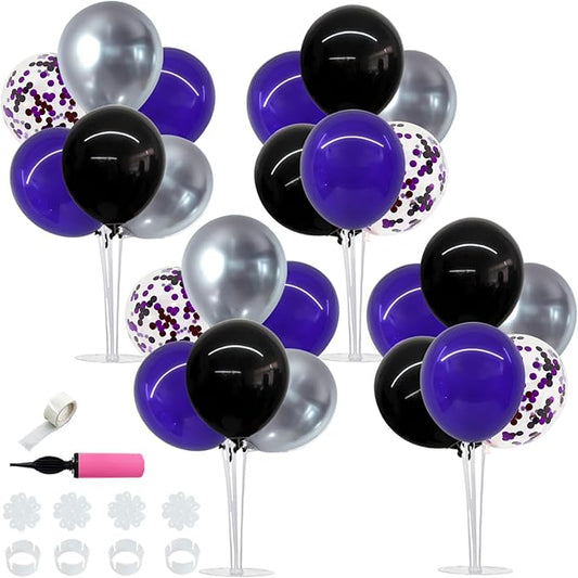 Halloween Balloons Black Silver Purple Confetti Balloons Stand