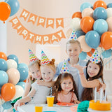 60pcs 12inch Blue and Orange Balloons, Dusty Blue Orange Sand White