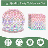 40 Pcs Mermaid Birthday Party Decorations Plates Set for 20 Guests