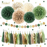 AOBKIAT Sage Green Wedding Party Decorations,28 PCS Tissue Paper Pom