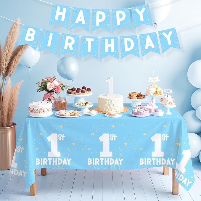 Baby Blue Party Supplies Set 1st Birthday Decorations Includes 2
