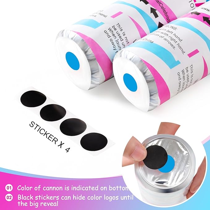 Premium Gender Reveal Confetti Cannon 4 Pack Blue Gender Reveal