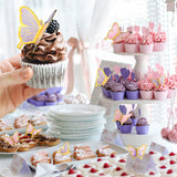 LANGPA 22-Pieces Butterfly Cake Decorations With Happy Birthday Purple