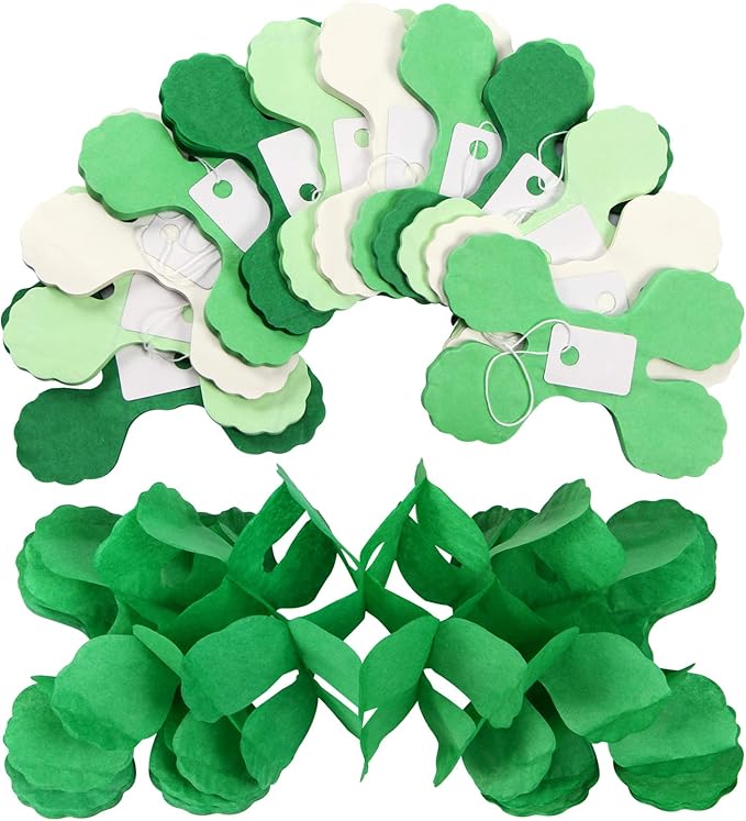 Green-White Party Decorations Streamers Garland - 157Ft Four-Leaf