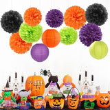 Black Orange Purple Green Halloween Party Decorations 15PCS Paper