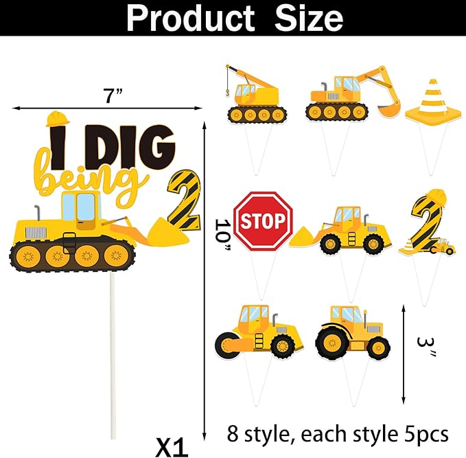 178 Pcs Construction 2nd Birthday Party Supplies Dump Truck Two