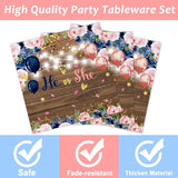 96 Pcs Gender Reveal Party Decorations Supplies He or She Tableware
