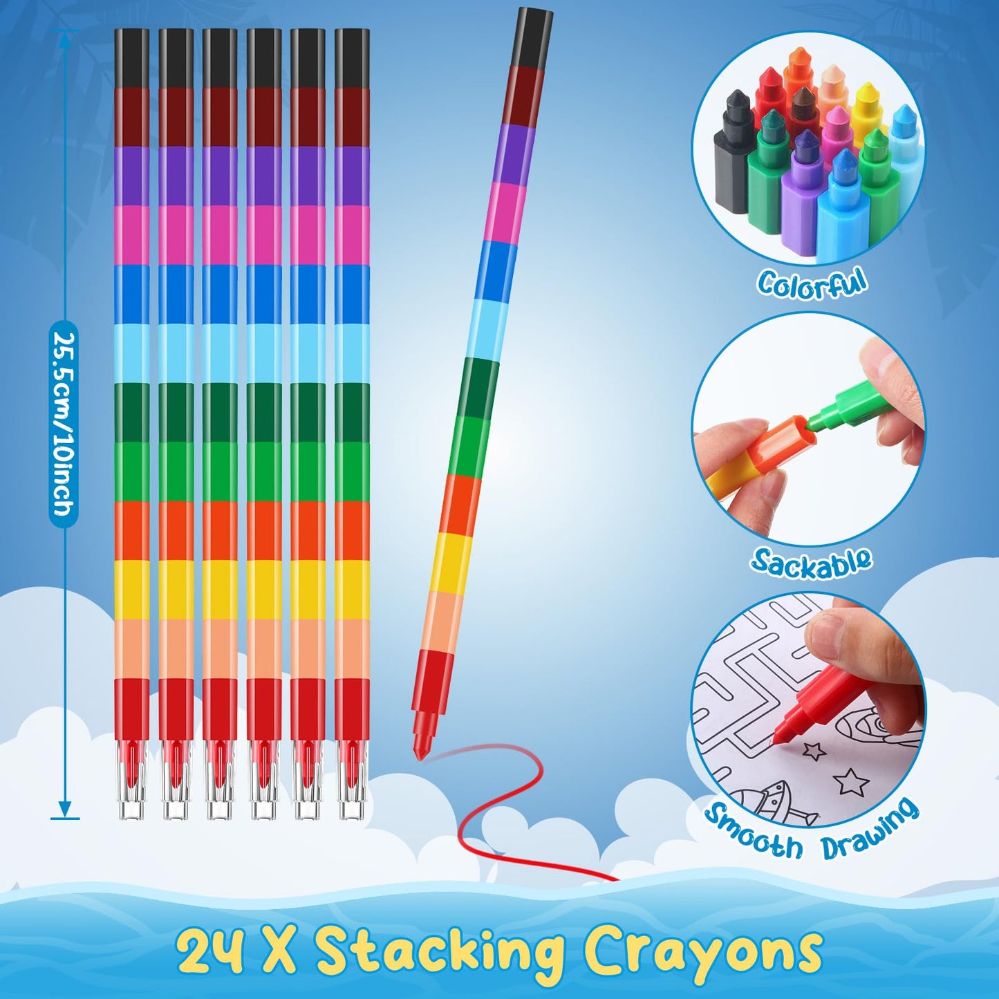 BenLouis 24 Outer Space Mini Coloring Books Kids with 24 Stacking