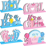 6 Pcs Baby Gender Reveal Centerpieces Table Wooden Decorations Blue