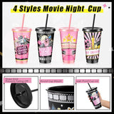24pcs Movie Night Cups 24oz Reusable Christmas Cinema Tumbler with