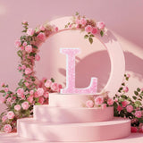 Qunclay Pink Crystal Diamond Letter Wall Decor, Glitter Wooden Bling