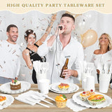Vyntra 175 Pcs White Disposable Paper Plates and Napkins Set for 25,
