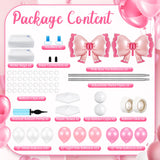 Kasyat 2 Sets Pink Bow Balloon Column Stand Kit with 2 Pink Bow Foil