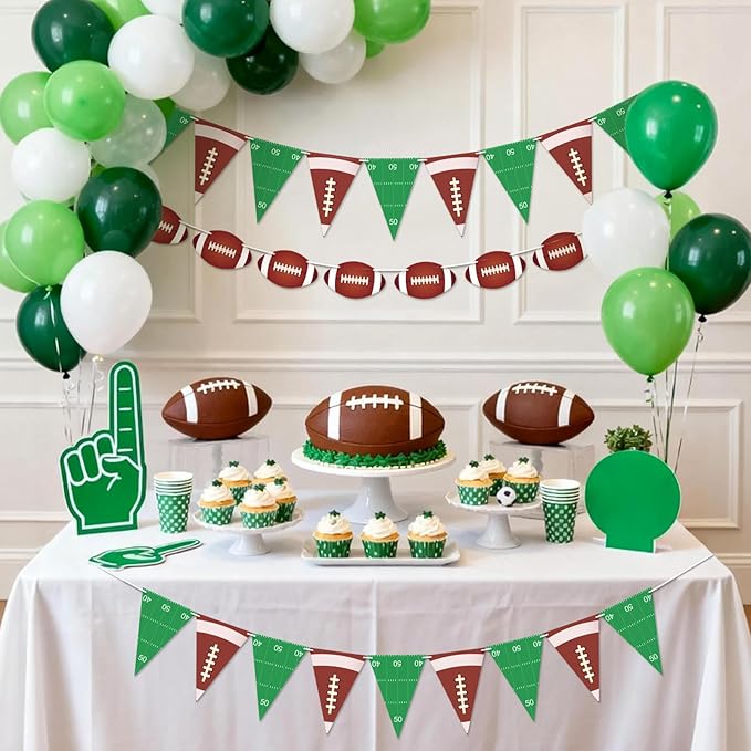 4 PCS Football Party Decorations Football Banner Flags Football Paper