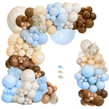 iLaFm 148pcs Brown Coffee Blue Balloons Garland Arch Kit, Boho Tan