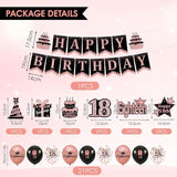 18th Birthday Decorations for Girls Her 52Pcs Black Rose Gold Party