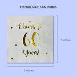 Cheers to 60 Years Cocktail Napkins | Happy 60th Birthday Decorations