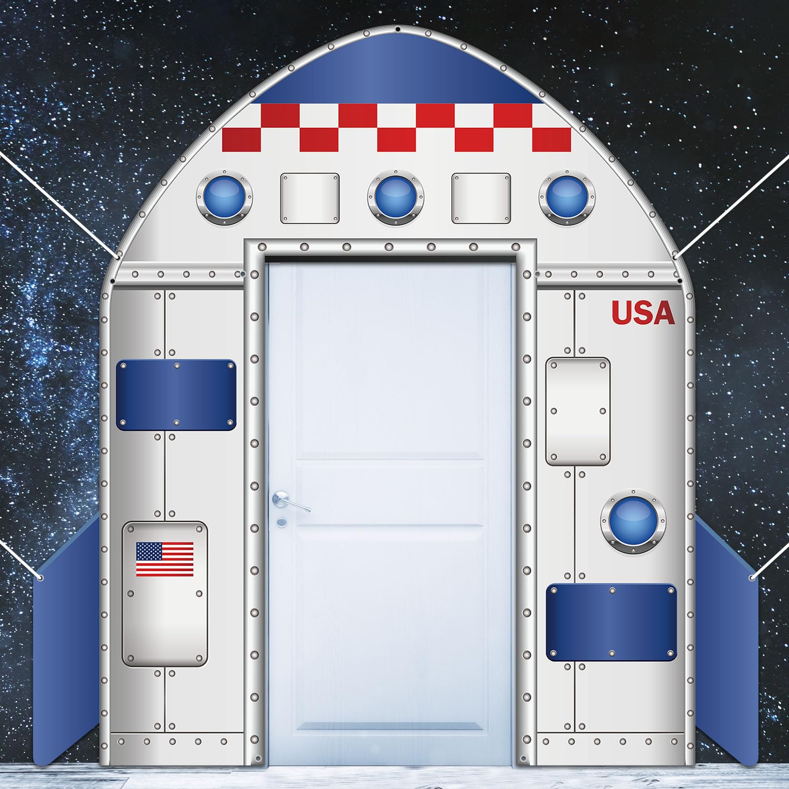 Outer Space Door Cover Galaxy Alien Theme Door Decoration Outer Space