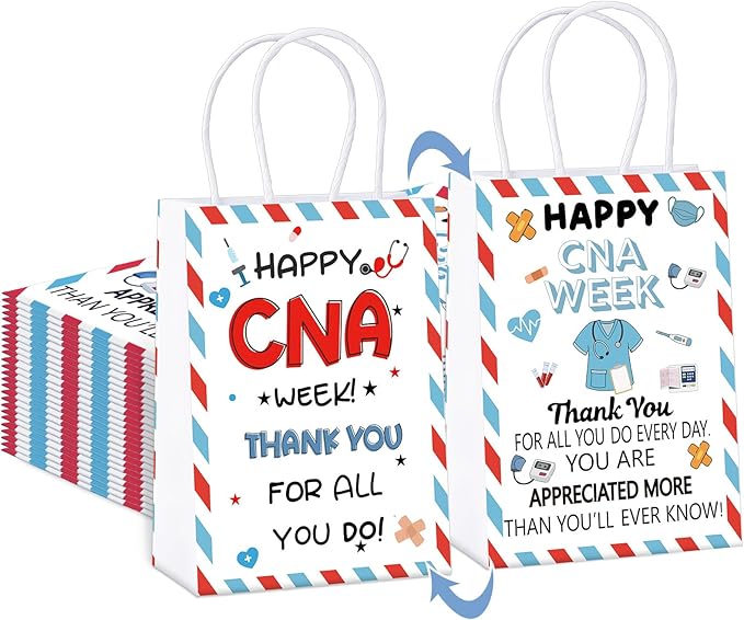 Gilprop 48 Pcs CNA Week Gifts Bags Bulk Double Sided CNA Thank You