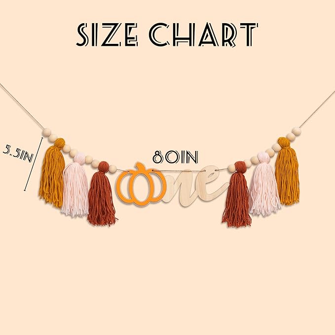 Pumpkin Tassel High Chair Banner 1st Birthday Decorations Fall