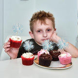 Gyufise 30Pcs Foil Firework Cupcake Toppers Sparkle Tinsel Cake #21