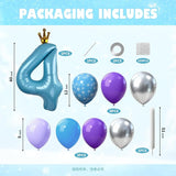 40 Inch Blue Number 4 Balloon Tower Set Winter Ice Princess Theme