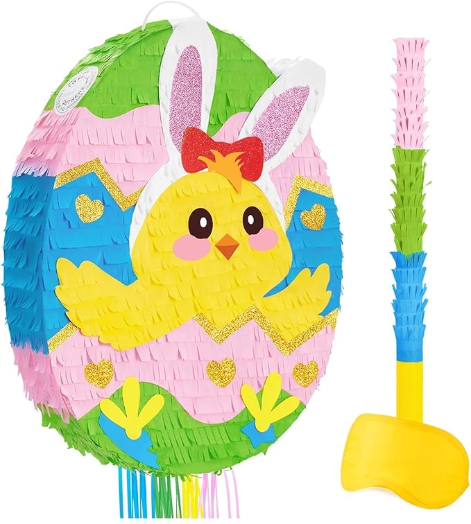 Easter Egg Piñata Easter Bunny Piñata with Blindfold and Stick Cute