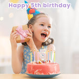 MTLEE Number 5 Birthday Candle with 12 Pcs Spiral Candles for Girls Ma