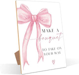 Pink Bow Theme Wooden Wedding Signs Make A Bouquet Sign Bridal