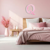 Qunclay Pink Crystal Diamond Letter Wall Decor, Glitter Wooden Bling