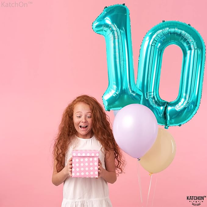 KatchOn, Huge Aqua Blue 0 Balloons - 40 Inch | Turquoise Balloons |