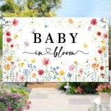Wildflower Baby in Bloom Backdrop Banner Baby Shower Decorations for
