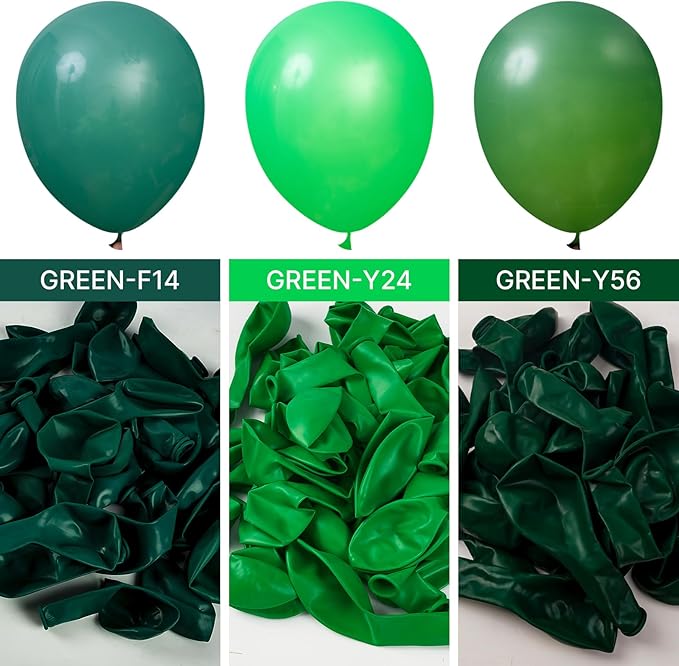 PartyWoo Green Balloons 140 pcs Different Sizes of 18 12 10 5 Inch