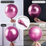 PartyWoo Metallic Hot Pink Balloons 100pcs Different Sizes of 18 12