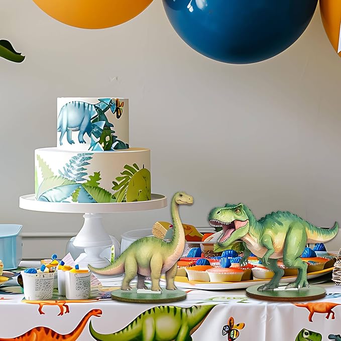 12Pcs Dinosaur Wood Table Sign Tabletop Centerpieces Funny Cartoon