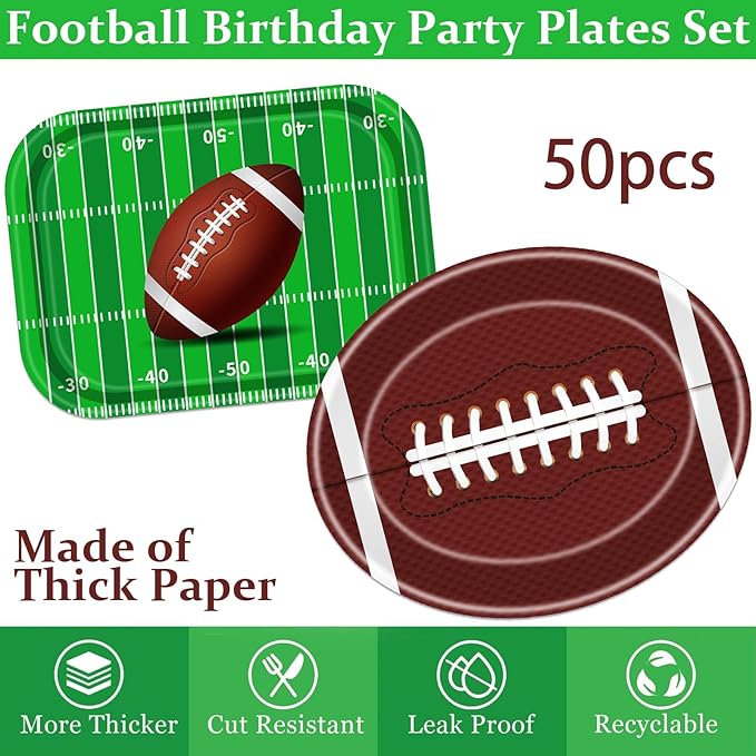 178pcs Football Party Supplies Kit Tableware Includes Large Football