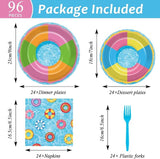 96PCS Pool Party Plates and Napkins Sets Beach Ball Plates Party