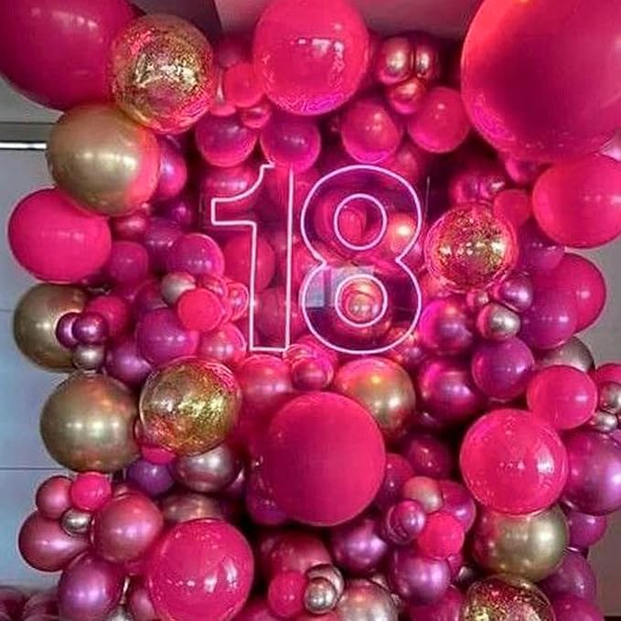 PartyWoo Pearl Hot Pink Balloons 140pcs Different Sizes of 18 12 10 5